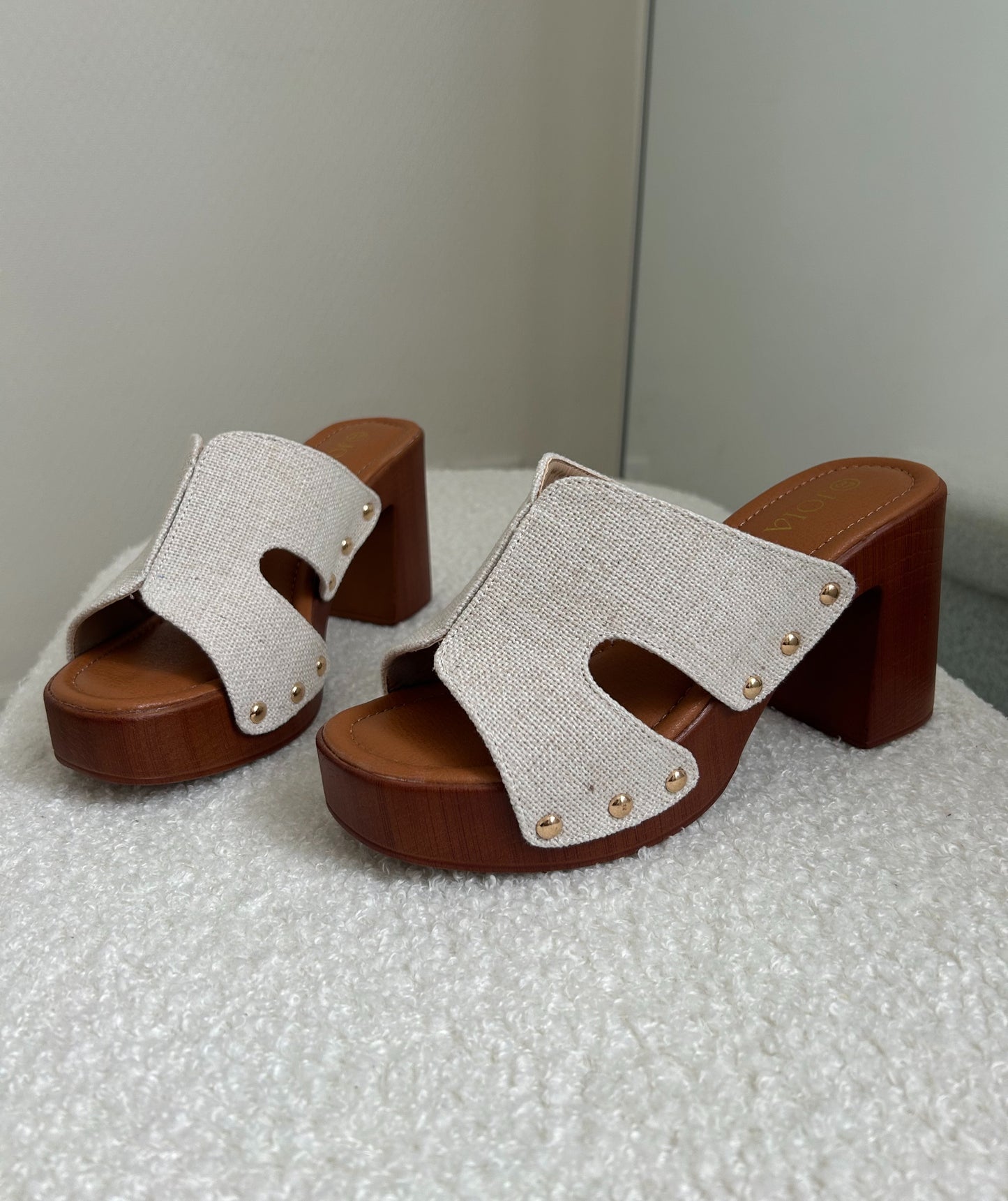Mules talons beige
