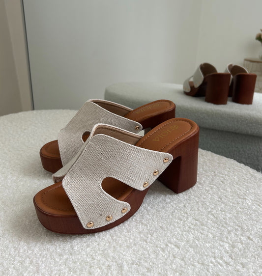 Mules talons beige
