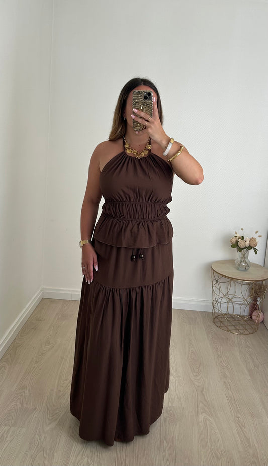 Ensemble jupe + top marron